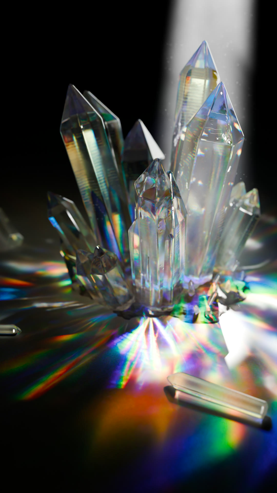 Crystal cluster with dispersion