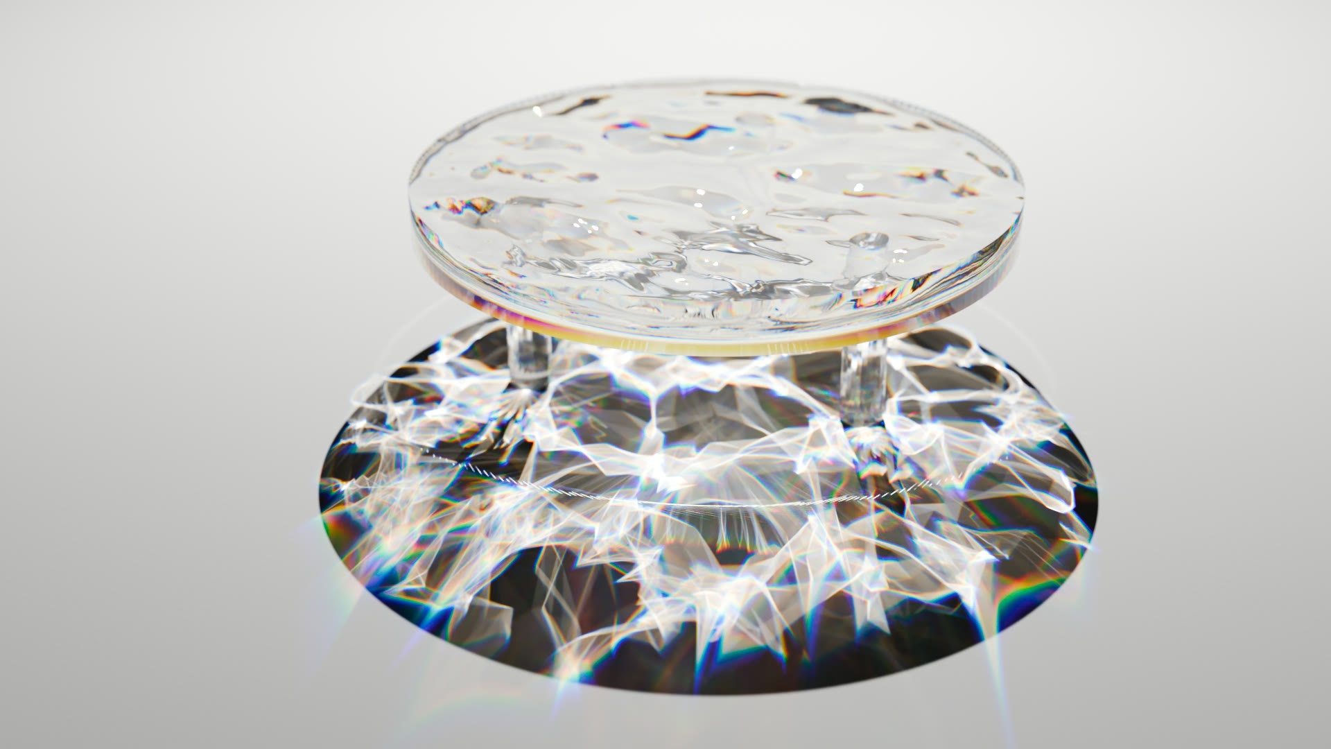Liquid glass caustic net