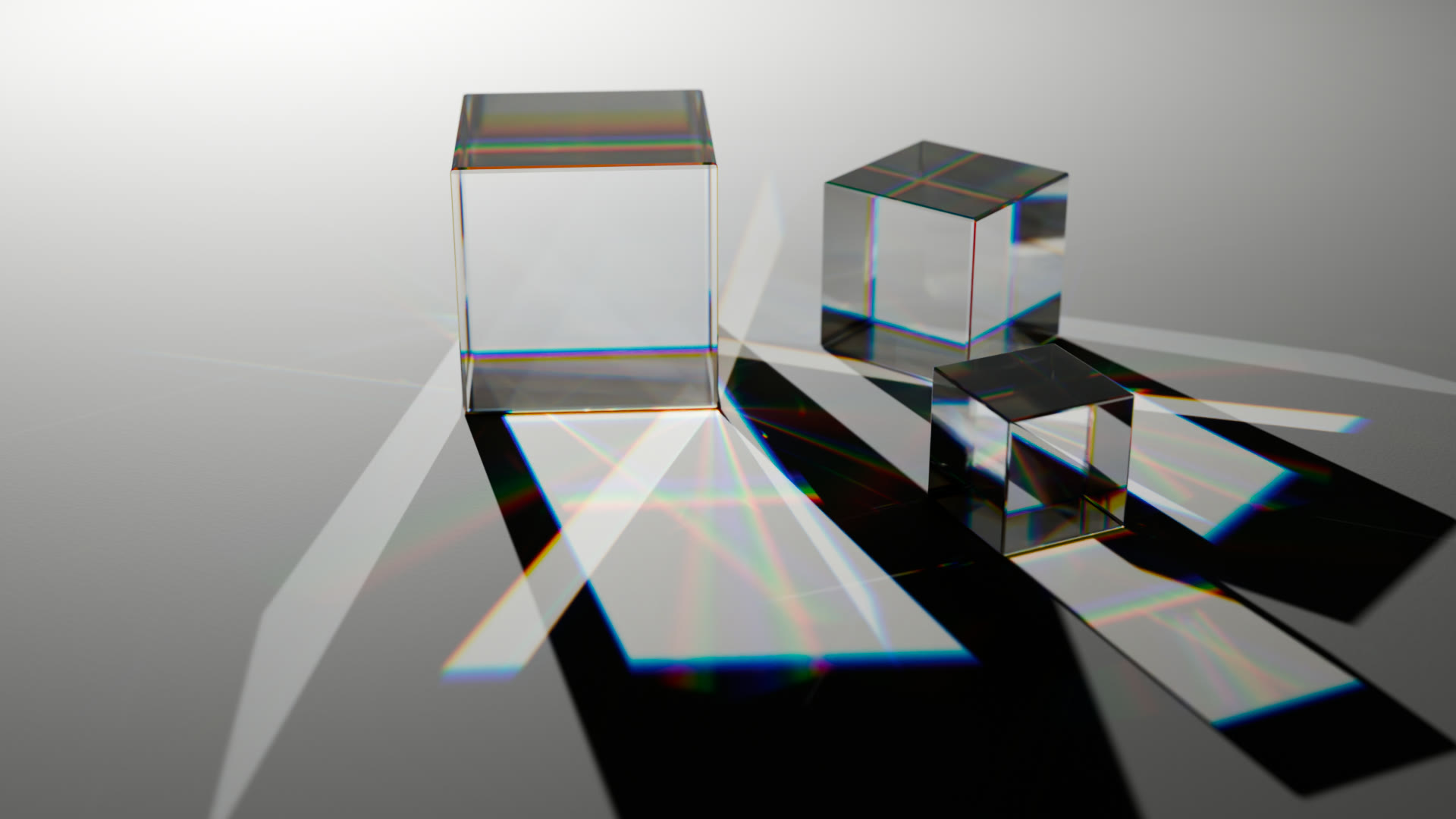 Three glass cubes